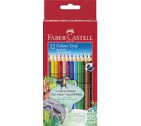 Faber-Castell - 12 crayons couleur Colour Grip incassables | Crayons de couleur lavables à l'eau pour enfants et adultes, aux couleurs vives et à la forme triangulaire ergonomique