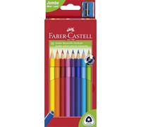 Faber-Castell - Crayons de couleur Jumbo triangulaires - 10, étui, vernis eau, 175 mm, résistants