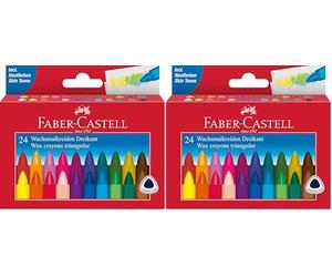 Faber-Castell 120024 Étui de 24 craies triangulaires à la cire (Lot de 2)