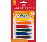 FABER-CASTELL 120404 - Craies de couleur pour enfants à partir de 4 ans, pour prise en main avec les paumes, 6 craies de cire effaçables