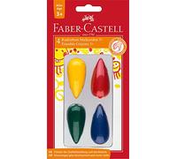 FABER-CASTELL 120405 - Craies de couleur pour enfants à partir de 3 ans, pour prise en main avec le poing, 4 craies de cire effaçables