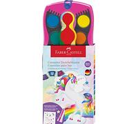 Faber-Castell 125002 - Boîte d'aquarelle Connector édition licorne avec 12 couleurs, tube de paillettes arc-en-ciel inclus