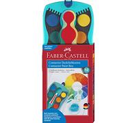 FABER-CASTELL 125003 - Boîte de couleurs CONNECTOR avec 12 couleurs, y compris blanc opaque, compartiment pour pinceaux et champ pour nom, turquoise, 1 pièce