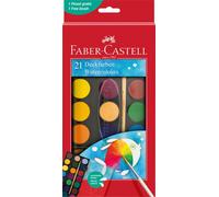 Faber-Castell 125027 - Coffret d'aquarelle 21 couleurs, pinceaux inclus, coffret de peinture pour l'école et les loisirs