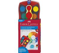 Faber-Castell 125030 - Boîte de couleurs CONNECTOR avec 12 couleurs, blanc opaque, compartiment pour pinceaux et champ pour le nom inclus, rouge, 1 pièce