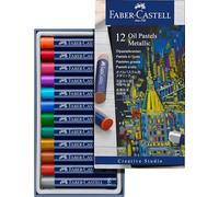 Faber-Castell Pastels à l'huile métalliques 127014, crémeuses, haute pigmentation, 12 craies