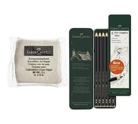 Faber-Castell 127154 Blanc 1pièce(s) gomme à effacer - gommes à effacer +115207 - Set de crayons Pitt Graphite Matt, 6 pièces, dureté 2B - 12B