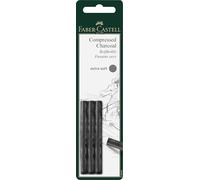 FABER-CASTELL 129996 - Fusain à déchirer PITT extra soft, lot de 3, noir