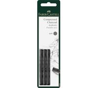 Faber-Castell Fusain PITT 129997, fusain doux, set de 3, noir