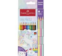 Faber-Castell - 13 crayons de couleur Licorne avec autocollants | Crayons de couleur incassables pour enfants, avec 3 crayons pastel Sparkle et des autocollants licorne