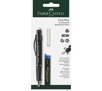 FABER-CASTELL 130997 - Porte-mine GRIP PLUS avec 12 mines, dureté: B, épaisseur de mine: 0,7 mm, couleur du corps: vert métallisé