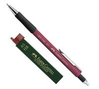Faber-Castell 1345 Grip Porte-mine Épaisseur de la mine : 0,5 mm Couleur du corps : rouge métallisé + boîte de mines de rechange HB
