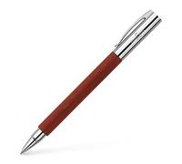 Faber-Castell 148111 - Roller AMBITION Poirier, pointe métallique : 0,7 mm, emballage cadeau inclus, couleur du corps : marron / argent
