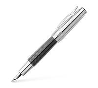 Faber-Castell 148240 - Stylo-plume parquet en résine précieuse e-motion, ressort: M, boîte cadeau incluse, couleur de la tige: noir/argent 1 Unité (Lot de 1)