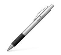 Faber-Castell 148472 Stylo bille Basic en métal (Noir/argent mat)