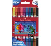 Faber-Castell 151107 - Set de feutres pailletés, 10 feutres à double pointe pour enfants et adultes