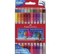 Faber-Castell 151108 - Set de feutres Glitzer, 20 feutres à double pointe pour enfants et adultes