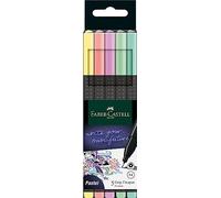 Faber-Castell 151602 - Grip Finepen, Fineliner, couleurs pastel, avec pointe fibre 0.4 mm à monture métallique, étui 5 pièces