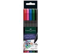 Faber-Castell Fineliner Grip Finepen 151604 - pointe fibre 0,4 mm, corps métallique, étui 5 pièces