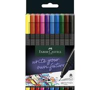 FABER-CASTELL 151610 - Boîte de 10 feutres fins Grip, feutres fins 0,4 mm avec manche ergonomique, feutres à pointe fine pour adultes