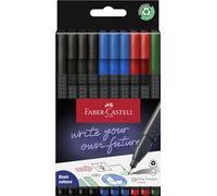 Faber-Castell 151691 - Grip Finepen Office Set, 10 Fineliners, largeur de ligne 0.4 mm, noir, bleu, rouge, vert