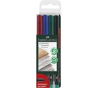 FABER-CASTELL 152304 - Marqueurs permanents MULTIMARK, épaisseur: S, Etui de 4, contenu: 1 rouge, 1 bleu, 1 vert, 1 noir