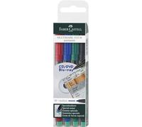 FABER-CASTELL 152504 - Marqueurs permanents MULTIMARK, épaisseur: M, Etui de 4, contenu: 1 rouge, 1 bleu, 1 vert, 1 noir