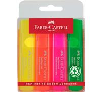Faber-Castell Surligneur TEXTLINER 1546 – pointe biseautée 1–5 mm, néon, rechargeable – étui de 4