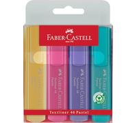 Faber-Castell 154610 - Set de surligneurs TL 1546, étui de 4 pièces, couleurs pastel, pointe biseautée longue durée, largeur de trait 1 - 5 mm