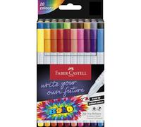 Faber-Castell 155318 - Set de feutres Boldpen, 20 feutres à grip avec une largeur de trait de 1 mm, encre lavable