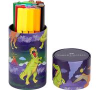 Faber-Castell 155546 Felt Tip Pen Set Connector Dino, 20 Metal Box, Washable, Co