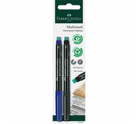 Faber-Castell 156295 Marqueur Indélébile Fibre Tip Noir, Bleu 2 Pièce(S)