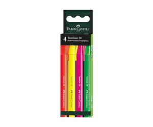 Faber-Castell 157774 - Set de surligneurs, 4 surligneurs en couleurs fluo, largeur de trait 0,3-1,0 mm