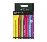 Faber-Castell 157778 - Set de surligneurs, 8 marqueurs à pointe fine, Textliner 38, couleurs vives