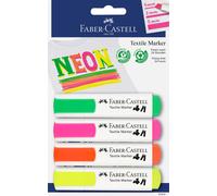 Faber-Castell 159591 Textile Marker in Neon Colours for Light Fabrics, Pack of 4