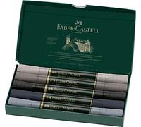 Faber-Castell 160306 Lot de 5 marqueurs à aquarelle Albrecht avec double pointe pour application de couleurs sur surface et précise Gris