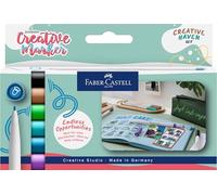 Faber-Castell 160603 - Set de marqueurs créatifs Goldfaber, 6 feutres, feutres indélébiles, largeur de trait 1,5 mm, set Creative Haven