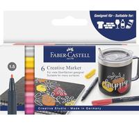 Faber-Castell 160705 - Creative Marker Set, 6 marqueurs permanents, set de stylos Summer breeze, pour papier, verre, plastique et bien plus encore.
