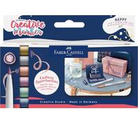 Faber-Castell 161006 - Set de marqueurs créatifs Goldfaber, 6 stylos pinceaux, marqueurs indélébiles Happy Celebration