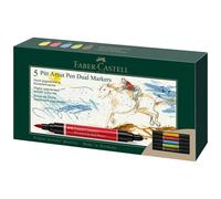 Faber-Castell 162005 Marqueur 5 Pièce(S) Bleu, Vert, Rouge, Sepia, Jaune