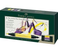 Faber-Castell 162006 - Stylos à encre Pitt Artist Pen Dual, 5 marqueurs à double pointe - pointe pinceau et pointe fibre - set de feutres Fashion