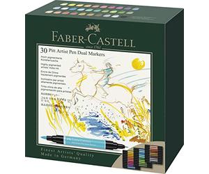 Faber-Castell - 162030 Pack de 30 couleurs Pitt Artist Pen Dual Marker - Encre de Chine.