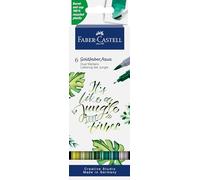 Faber-Castell 164517 - Goldfaber Aqua Dual Marker, Jungle, avec pointe pinceau et pointe fineliner, étui de 6 pièces