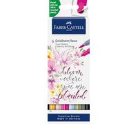Faber-Castell 164524 - Goldfaber Aqua Dual Marker, Lettering, avec pointe pinceau et pointe fineliner, étui de 6 pièces