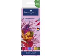 Faber-Castell 164527 - Goldfaber Aqua Dual Marker, fleurs, avec pointe pinceau et pointe fineliner, étui de 6 pièces