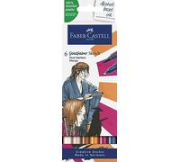 Faber-Castell 164809 - Goldfaber Sketch Marker Manga, étui de 6 marqueurs à alcool avec pointe Brush et pointe Fineliner