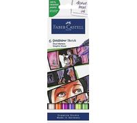Faber-Castell 164810 - Goldfaber Sketch Marker Graphic Novel, étui de 6 marqueurs à alcool avec pointe Brush et pointe Fineliner