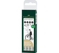 Faber-Castell 166004 - Stylos à encre Ecco Pigment, 4 feutres noirs, 0,1 mm - 0,7 mm