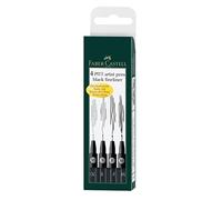 FABER-CASTELL 167115 - Feutres Pitt Artist Pen, lot de 4, contenu: M, F, S, XS, noir