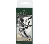 Faber-Castell 167116 Feutre PITT artist pen noir étui de 6 XS/S/F/M/B/C
